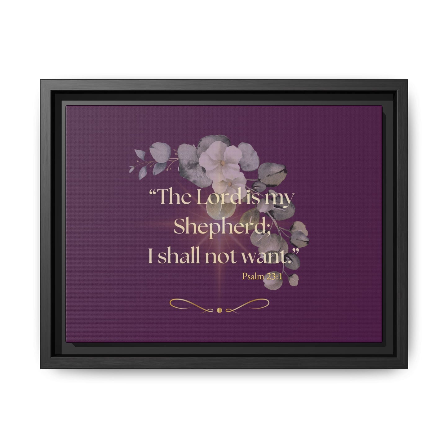 "The Lord is My Shepherd" Plum Framed Canvas Wall Art - Psalm 23:1