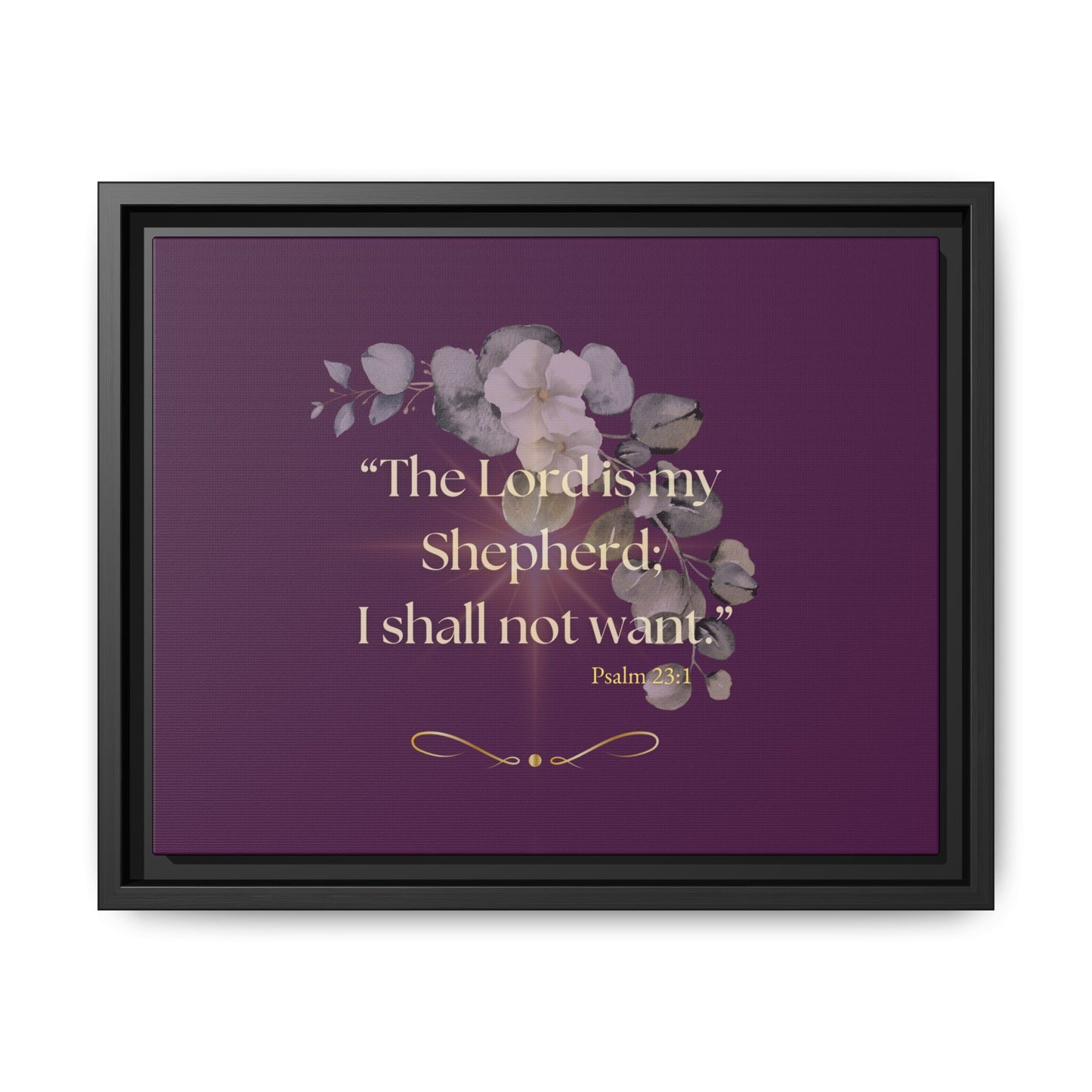 "The Lord is My Shepherd" Plum Framed Canvas Wall Art - Psalm 23:1