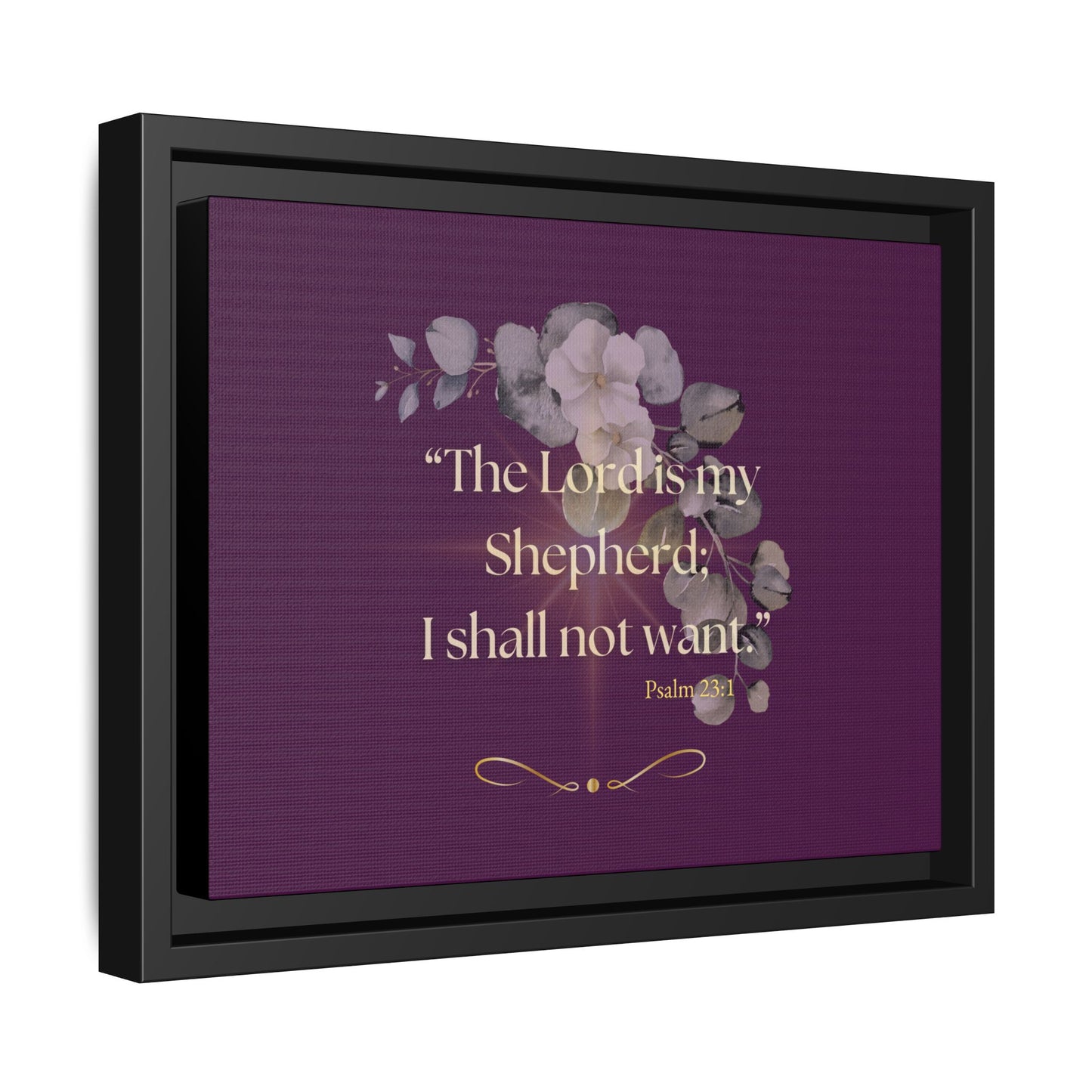 "The Lord is My Shepherd" Plum Framed Canvas Wall Art - Psalm 23:1