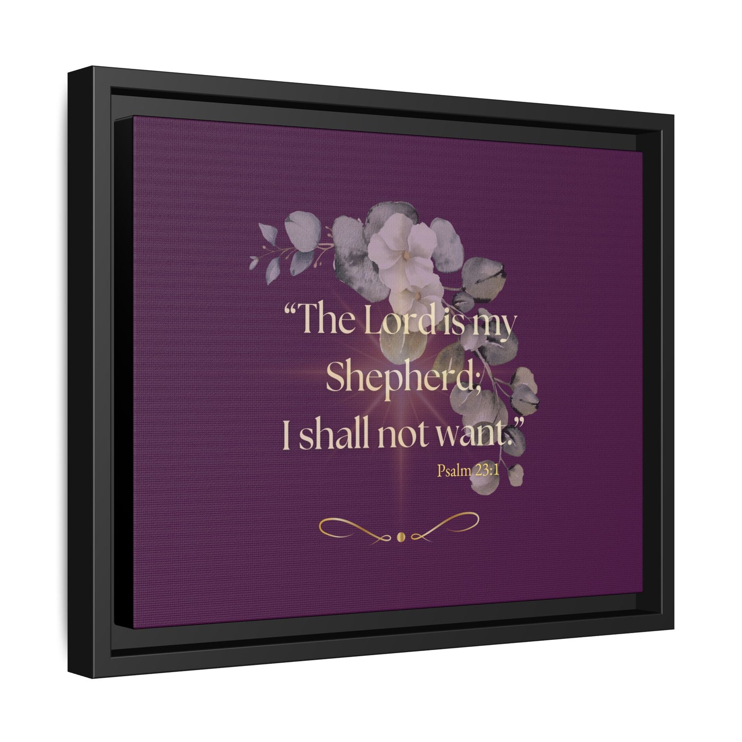 "The Lord is My Shepherd" Plum Framed Canvas Wall Art - Psalm 23:1